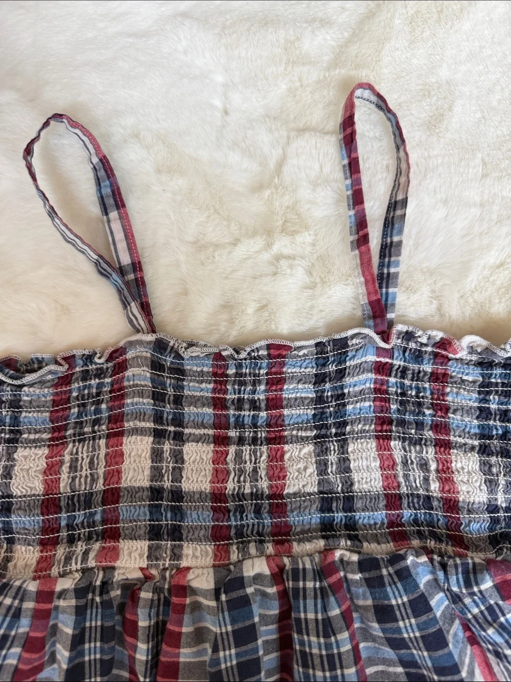 The Children's Place Red White and Navy Plaid Tiered Sundress